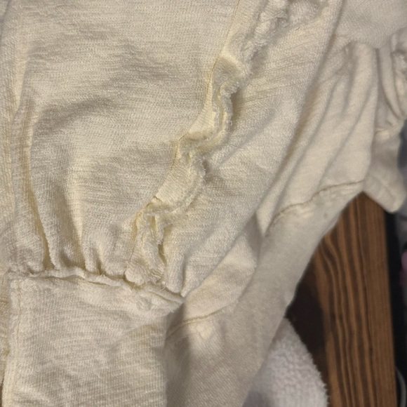 PILCRO Anthropologie Ruffle Sleeve Ivory Pullover Cotton Modal Boho Sweater Sz S - Picture 8 of 11